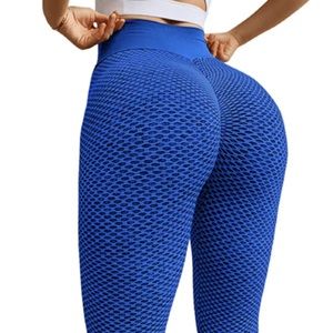 blue v cut front back scrunch textured cls leggings 
size large